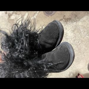Bear Paw black curly lamb boots size 12